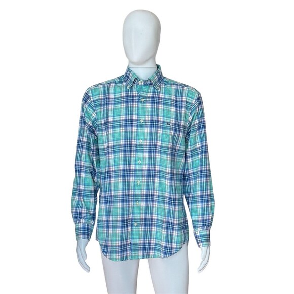 Vineyard Vines Other - Vineyard Vines Shirt Men's M Blue Green Plaid Long Sleeve Button Down